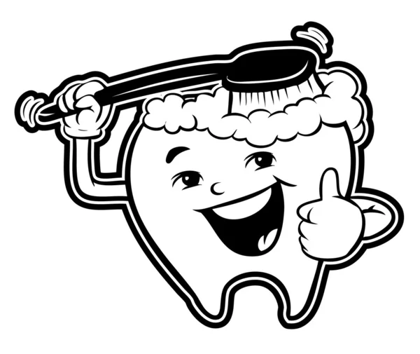 Ilustración de dientes y cepillos — Vector de stock
