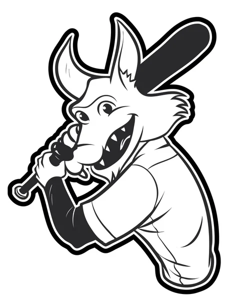 Ilustrace wolf baseballový hráč — Stockový vektor