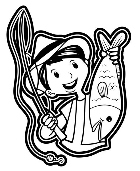 Ilustración de la pesca humana — Vector de stock