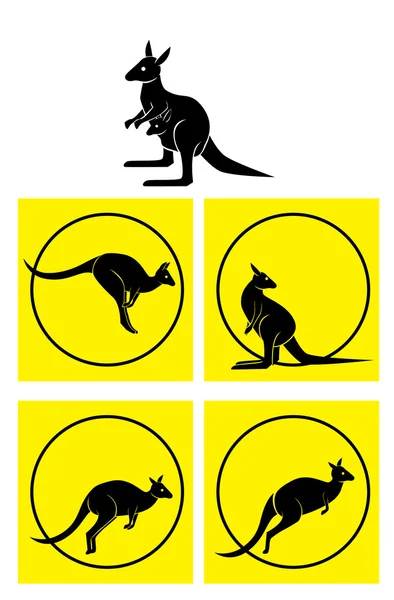 Kangaroo Symbol Set — Stock Vector