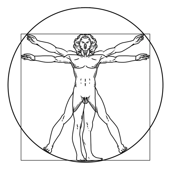 Ilustración vectorial del hombre vitruviano — Archivo Imágenes Vectoriales
