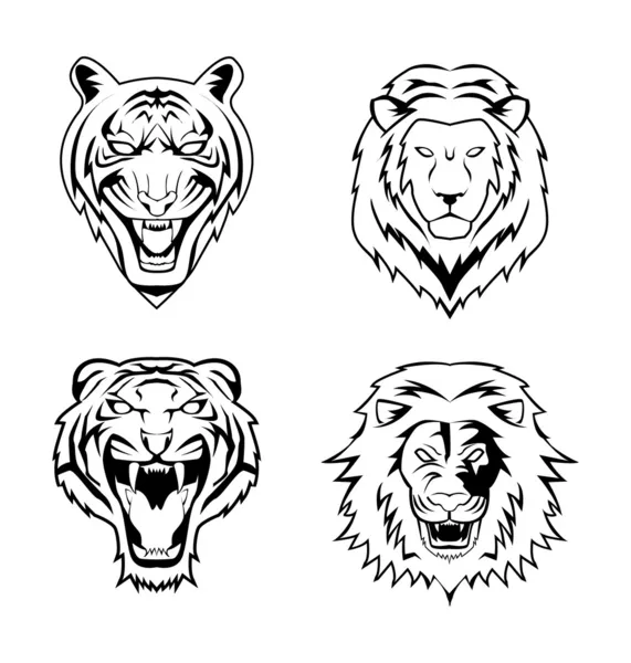 Ilustración de León y Tigre — Vector de stock