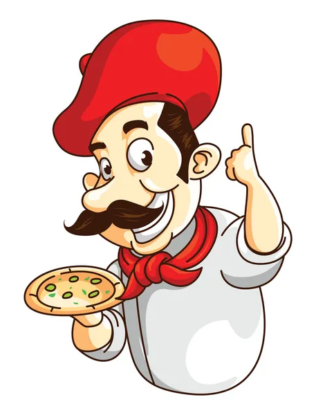 Chef-kok pizza — Stockvector