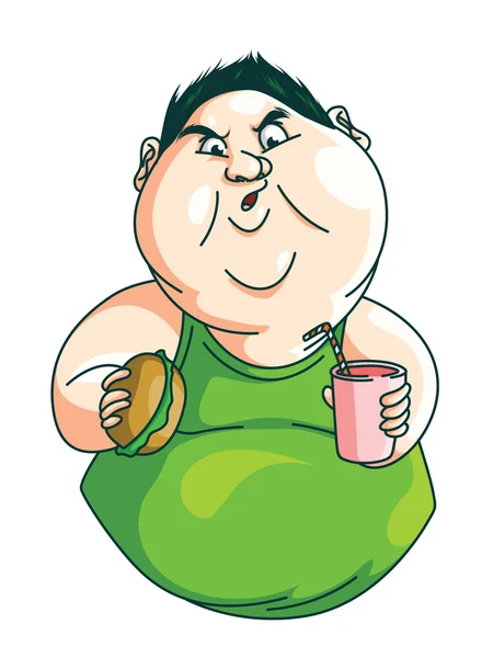 Fat Man eating — Stock Vector