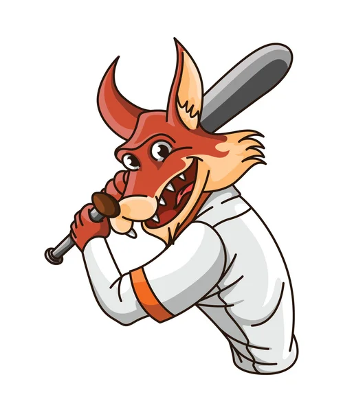 Ілюстрація вовка, який грає у бейсбол — стоковий вектор