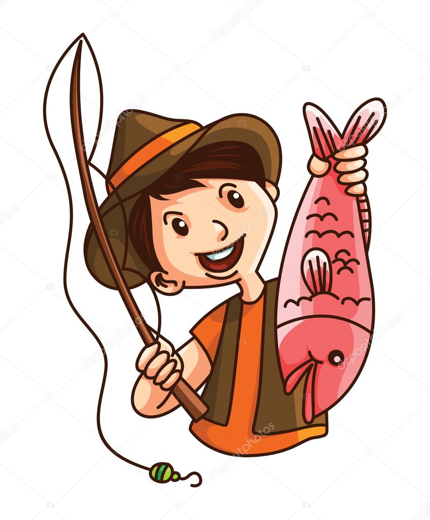 Illustration of man fishing