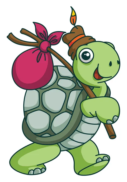 Adventure Turtle Funny Cartoon - Stok Vektor