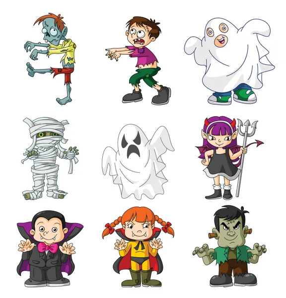 Niños haloween — Vector de stock