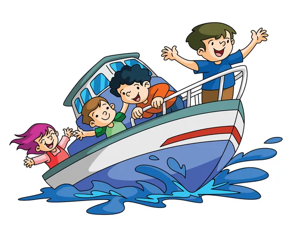 Kinderen vakantie boot — Stockvector