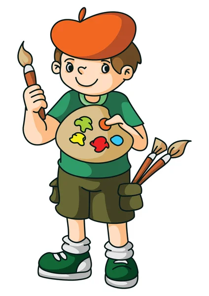 Painter Artist Kid — Stock Vector