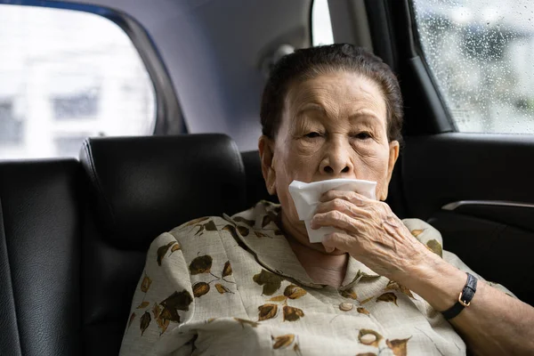 Asian Elder Woman Age Years Old Using Hygiene Tissues Clean — Foto Stock