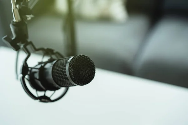 Microphone Condensateur Professionnel Sur Support Microphone Proche Espace Copie Podcast — Photo
