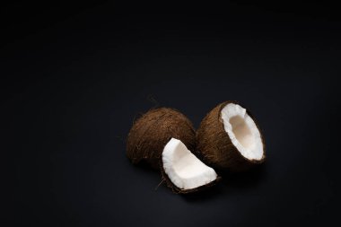 Siyah arka plan üzerine izole Hindistan cevizi