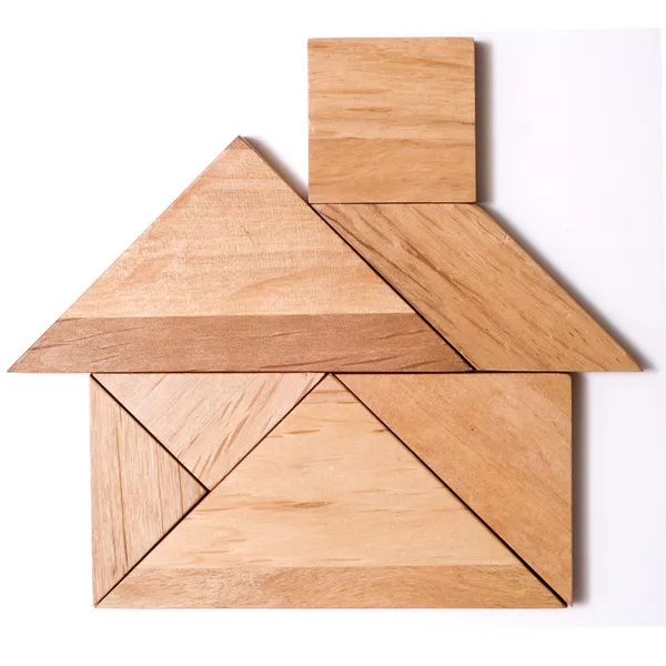 Tangram Puzzle Figura: Casa — Fotografia de Stock