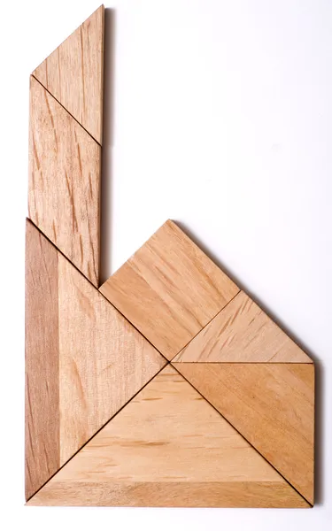 Figura Tangram Puzzle: Casa con torre —  Fotos de Stock