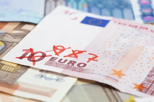 Inflatie concept met euro geld — Stockfoto