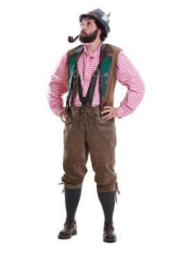 geleneksel giyim boru ile Bavyera sakallı adam