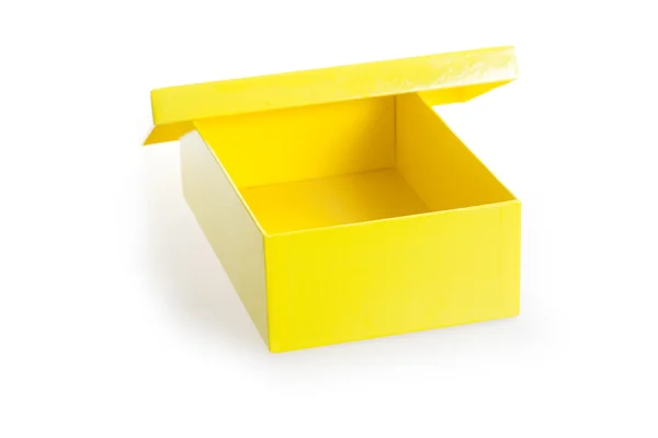 Caixa amarela aberta — Fotografia de Stock