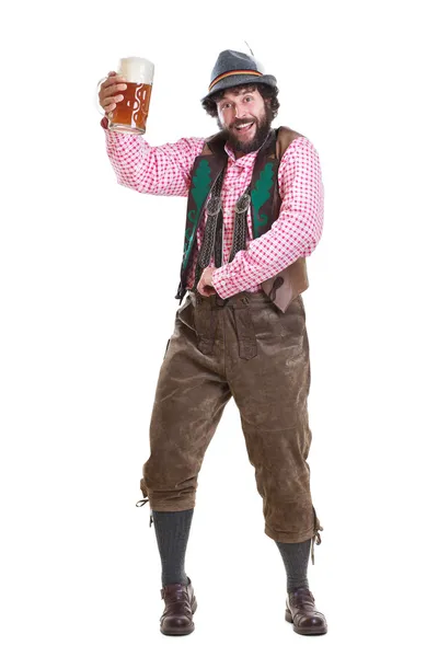 Skäggiga, bayerska killen njuter av hans veteöl — Stockfoto