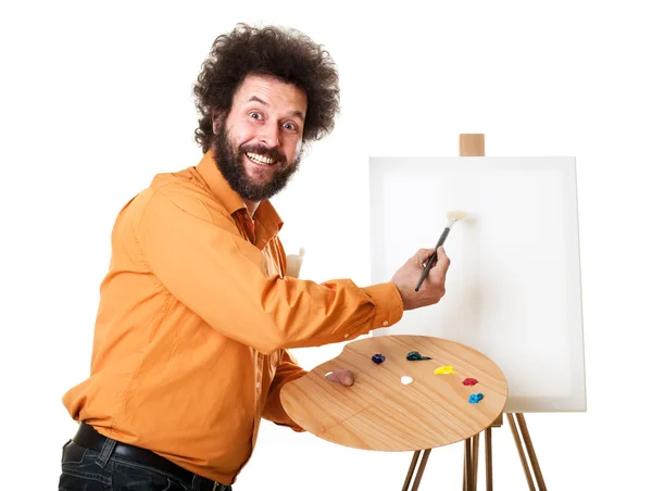 Weird painter starting to paint — Stock Photo, Image