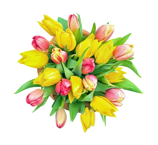 Bos van rode en gele tulpen — Stockfoto