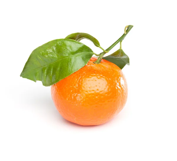 Clementine (tangerine) with leaf — Stock Photo, Image