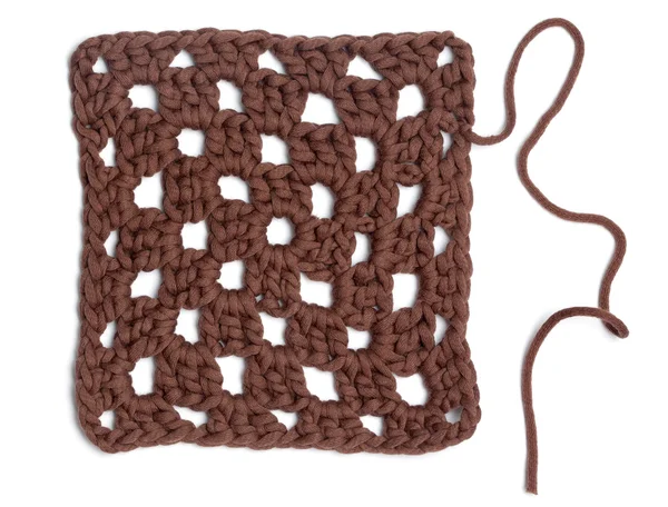 Crochet Doily - Brown Granny Square — Stock Photo, Image