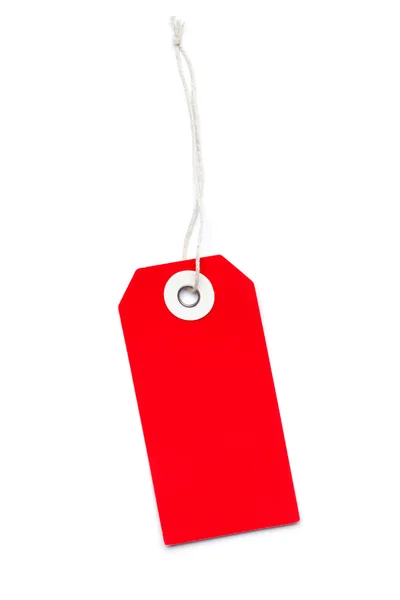 Червоний етикетку з шнуром - ізольовані на білому — стокове фото