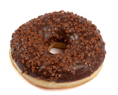 marrón chocolate donut con confites de azúcar