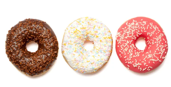 White, red and brown donuts — Stock Photo, Image