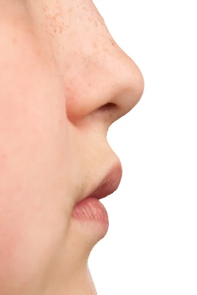 Mouth and nose closeup, teenager — Stock Photo, Image