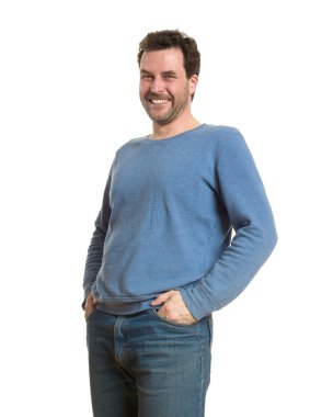 Olgun beyaz erkek casual giyim, beyaz, laug izole