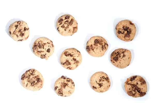 Chocolate chip cookies, isolated on white — Stock Photo, Image