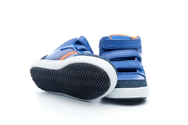 Pár kék gyermek cipők — Stock Fotó