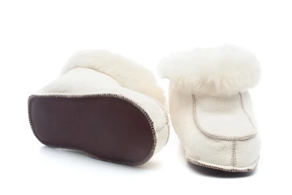 Coppia di scarpe artigianali in pelle con fodera in lana — Foto Stock