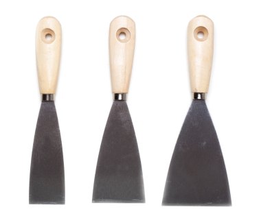 üç metal spatula izole