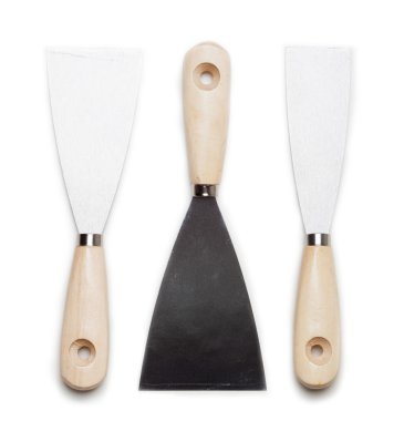 üç metal spatula izole