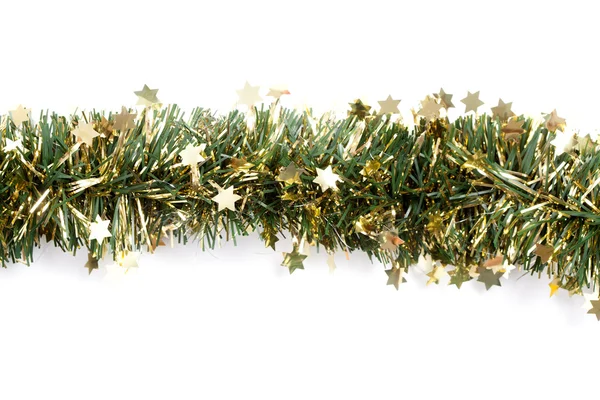 Artificial fir branch garland with tinsel — Stock Photo, Image