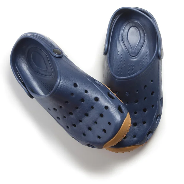 Pair of dark blue clogs shoes — Stock Photo, Image