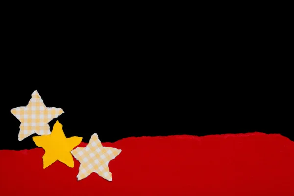 Little Stars on Black Background, Paper Tear, Christmas Tema — Stok Foto