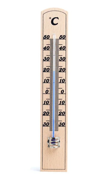 Wooden thermometer with Celsius degree scale — Stock Photo, Image