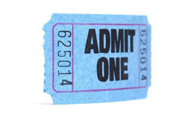 bir giriş bileti, beyaz, seçici odak izole itiraf