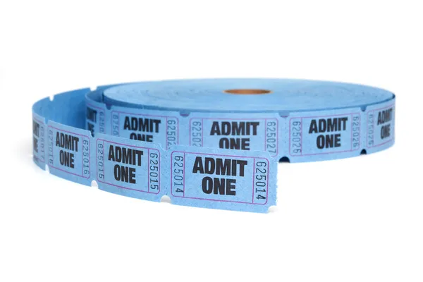 Admit One, Roll of Entry Tickets, Isolated on White — Stock Photo, Image