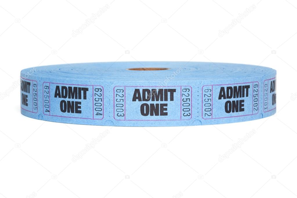 Admit One, Roll of Entry Tickets, Isolated on White