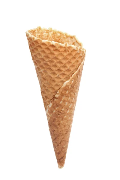 Cone de sorvete vazio, waffle, isolado em branco — Fotografia de Stock