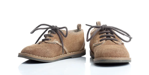 Par de crianças botas de couro selvagem — Fotografia de Stock