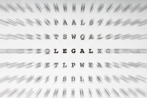 Crossword letters, focus on word legal — Stock Photo, Image