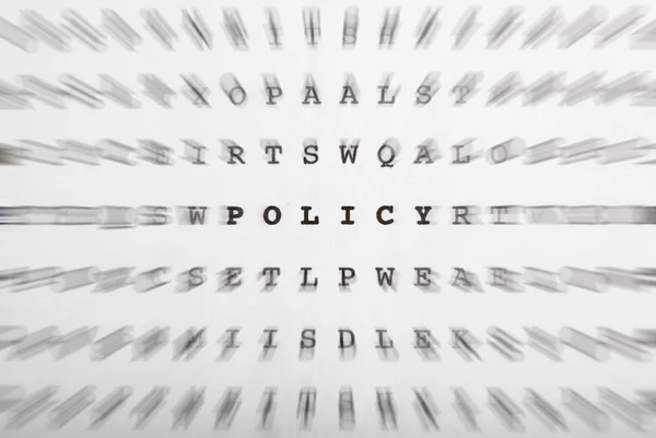 Letras cruzadas, foco na política de palavras — Fotografia de Stock