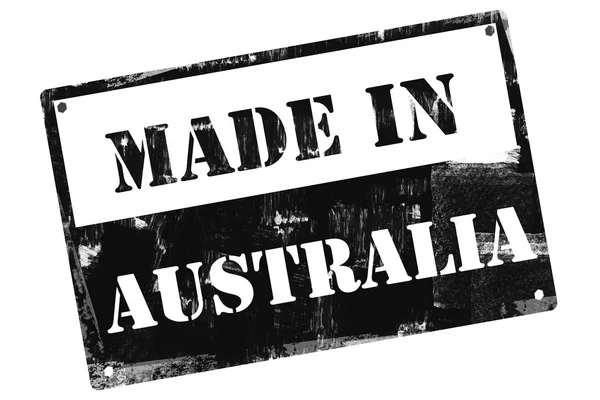 Made in Australia plate, illustrated with grunge textures — Stock Photo, Image