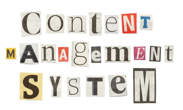 Content Management System, Cutout Newspaper Letters — Stock Photo, Image